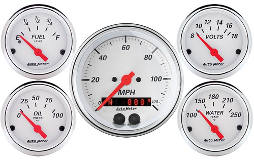 Auto Meter Arctic White 5 pc Gauge Kit 3-3/8