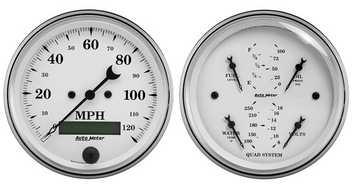 Auto Meter Old Tyme Black 2 pc Gauge Kit 3-3/8