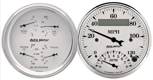 Auto Meter Old Tyme Black 2 pc Gauge Kit 3-3/8