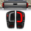 ANZO 2016-2022 Toyota Tacoma LED Tail Lights - w/ Light Bar Sequential Black Housing & Clear Lens