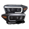 ANZO 2016-2023 Toyota Tacoma Projector Headlights w/ Plank Style Switchback Black w/ Amber