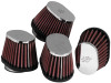 K&N Universal Chrome Oval Tapered Air Filter - 2in Flg ID x 4in OS L 3in OS W x 2.75in H