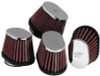 K&N Universal Chrome Oval Tapered Air Filter - 2in Flg ID x 4in OS L 3in OS W x 2.75in H