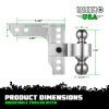 Rhino USA RG-HTDROP2-SVR heavy-duty 6-inch adjustable drop hitch with silver powder-coated finish for standard 2-inch receiver hitches