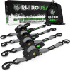 Rhino USA Retractable Ratchet Straps (4Pk 1Inx10Ft) (Gray)