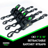 Rhino USA Retractable Ratchet Straps (4Pk 1Inx10Ft) (Gray)