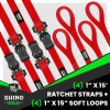 Rhino USA Medium Duty Ratchet Strap Tie-Down 4-Pack Red recovery gear product photo