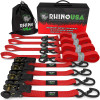 Rhino USA Medium Duty Ratchet Strap Tie-Down 4-Pack (Red)