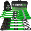 Rhino USA Medium Duty Ratchet Strap Tie-Down 4-Pack Green recovery gear product photo