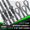 Rhino USA Medium Duty Ratchet Strap Tie-Down 4-Pack Gray recovery gear product photo