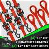 Rhino USA Heavy Duty Ratchet Tie-Down 4-Pack 1.6In x 8Ft Red recovery gear product photo