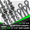 Rhino USA Heavy Duty Ratchet Tie-Down 4-Pack 1.6In x 8Ft Gray recovery gear product photo
