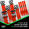 Rhino USA Heavy Duty Ratchet Tie-Down 4-Pack Red 1.6In X 15Ft