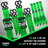 Rhino USA Heavy Duty Ratchet Tie-Down 4-Pack Green 1.6In X 15Ft