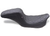 Mustang Motorcycle 2008-2024 HD FL Touring Double Diamond Squareback One-Piece Seat Black w/ Grey Stitching product photo