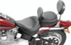 Mustang 00-15 Harley Softail Standard Rear Tire Wide Touring Solo Seat w/Driver Backrest - Black