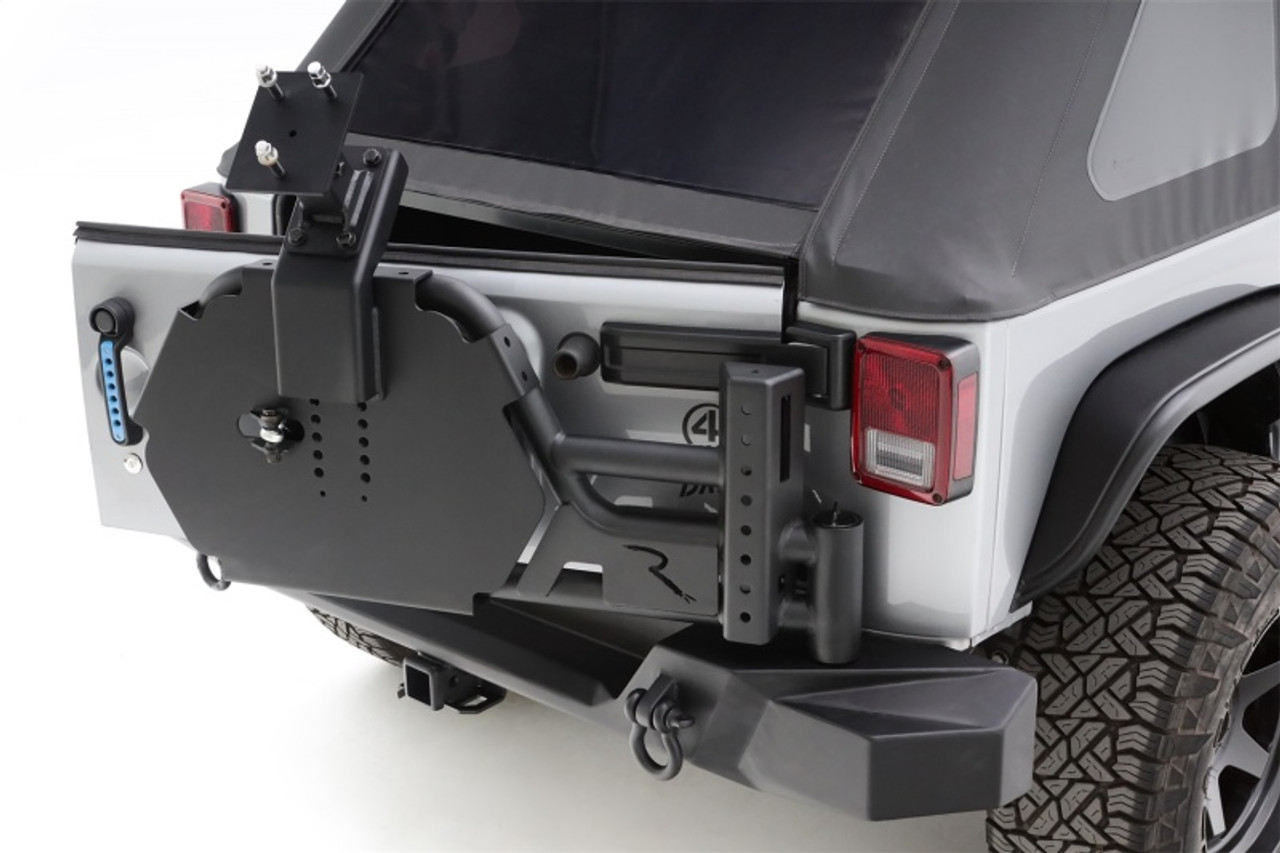 Rampage 07-18 Jeep Wrangler JK (Incl. Unlimited) Trail Guard Tire Carrier  Black Just Bolt-On Performance Parts