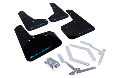 Rally Armor 2016-2018 Ford Focus RS Black Mud Flaps with Nitrous Blue Logo (Set of 4) MF27-UR-BLK/NB - Rally Armor