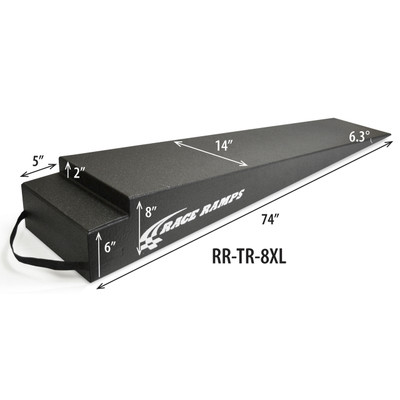 Race Ramps 8" Height Xtra Long Trailer Ramps 6.3 Degree Angle 74L x 14W (Set of 2) RR-TR-8XL