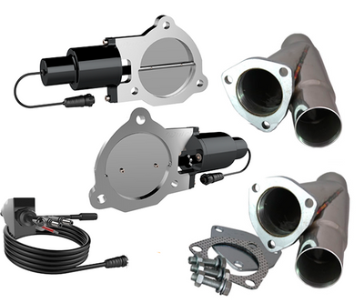QTP Dual 3.5" Bolt-On Electric Exhaust Cutout Valves & 3.5" Weld-On Cut-Out Y-Pipes #QTEC70CP