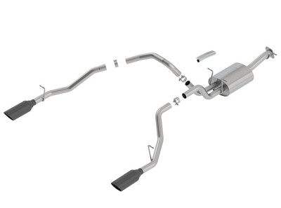 Borla S-Type Cat-Back Exhaust with Black Chrome Tips for 2019-2023 Ram 1500 5.7L (Crew Cab Short Bed & Quad Cab Std. Bed) #140752BC