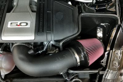 JLT Black Textured Cold Air Intake Kit with Red Oiled Filter (Tune Req) for 2018-2023 Ford Mustang GT 5.0L #CAI-FMG-18