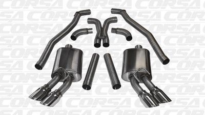 Corsa 14971 Sport Polished Twin 4.0" Dual Rear Cat-Back + X-Pipe for 2012-2015 Chevy Camaro ZL1 Coupe 6.2L V8