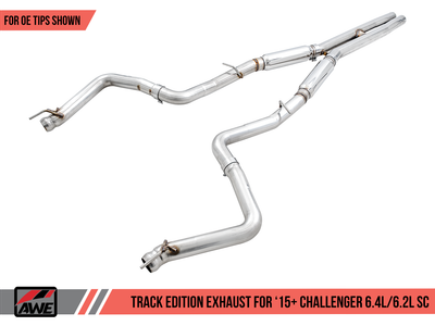 AWE Tuning 2015-2023 Challenger SRT 6.4L | Track Edition 3 inch Cat-Back Exhaust | Hellcat 6.2L SC | Stock Tips | 3015-11050