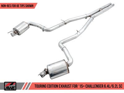 AWE Tuning 2015-2023 Challenger SRT 6.4L | Touring Edition 3 inch Cat-Back Exhaust | Hellcat 6.2L SC | Non-Resonated | Stock Tips | 3020-11028