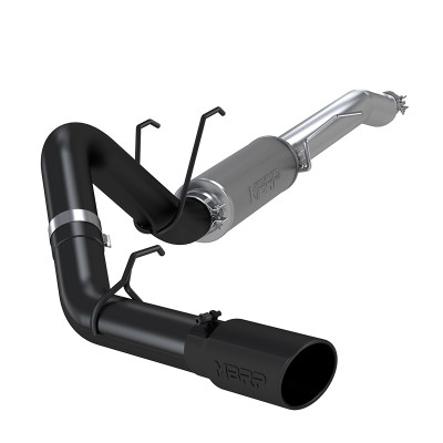 MBRP 4" Resonator-Back Single Side Exit Black Coated Exhaust with 5" Black Tip for 2017-2020 Ford Super Duty 6.2L & 7.3L V8 - S5247BLK