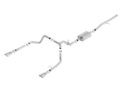 Borla 3" S-Type Cat-Back (Quad Polished Square Tips / Dual Rear Factory Exit) for 2019-2021 Chevrolet Silverado 1500 / GMC Sierra 1500 5.3L V8 EC/SB or CC/SB - 140781
