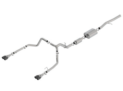 Borla 3.5" S-Type Cat-Back (Quad Black Chrome Round Tips / Dual Rear Factory Exit) for 2019-2021 Chevrolet Silverado 1500 / GMC Sierra 1500 6.2L V8 EC/Std. Bed or CC/SB - 140774BC