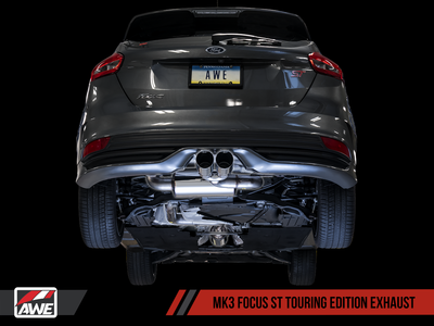 AWE Tuning 2013-2018 Ford Focus ST MK3 | Touring Cat-Back Exhaust (Non-Resonated) with Diamond Black Tips | 3015-33092