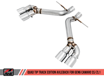 AWE Tuning Track Edition Axle-Back Exhaust (Quad Chrome Silver Tips) for 2016-2024 Chevrolet Camaro SS & ZL1 - 3020-42067