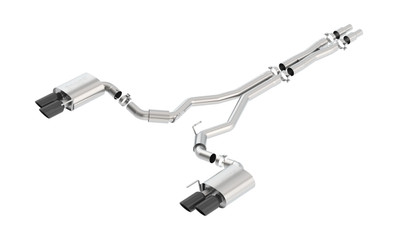 Borla 3" S-Type Cat-Back Exhaust (Black Chrome Quad Tips w/o Active Valves) for 2018-2023 Mustang GT 5.0L - 140745BC