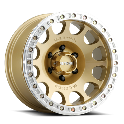 Method Race Wheels MR105 V3 GOLD Wheel 17x9 | 5x127 BC (5x5) | -38 Offset | 3.5 Backspacing - fits Jeep Wrangler JL 2018-2026, Jeep Wrangler JK 2007-2018, Jeep Gladiator JT 2020-2026, Jeep Commander 2006-2010, Chevrolet C/K1500 2WD 1967-1998, and 7 more