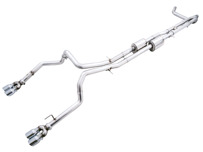 AWE Tuning 4th Gen 2019-2026 Chevy Silverado | GMC Sierra 1500 6.2L 0FG Catback Split Rear Exit (w/ Bumper Cutouts) | Quad Chrome Tips | 3015-42203