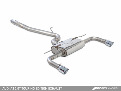 AWE Tuning Audi 8V A3 Touring Edition Exhaust | Dual Outlet Diamond Black 90 mm Tips | 3015-32058