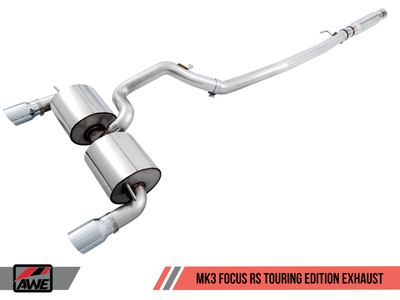AWE Tuning 2016-2018 Ford Focus RS Touring Edition Cat-back Exhaust- Resonated | Chrome Silver Tips | 3020-32036