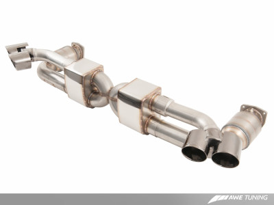 AWE Tuning Porsche 991.1 Turbo Performance Exhaust and High-Flow Cats - For OE Tips - 3015-41000