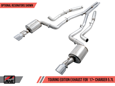 AWE Tuning 2017-2023 Dodge Charger 5.7 Touring Edition Exhaust | Non-Resonated | Chrome Silver Tips | 3020-32060