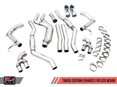AWE Tuning 2019-2024 BMW M340i (G20) Non-Resonated Touring Edition Exhaust | Quad Chrome Silver Tips | 3015-42148