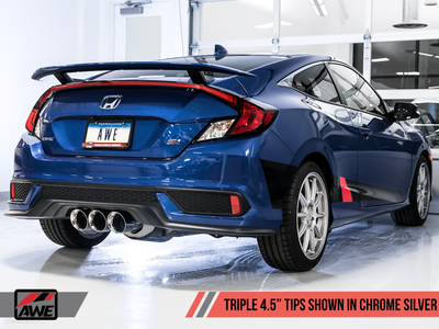 AWE Tuning 2017-2020 Honda Civic Si 1.5L Turbo Triple Tip Conversion Kit | Chrome Silver Tip | 3810-52018