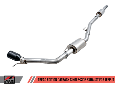 AWE 20-21 Jeep Gladiator JT 3.6L Tread Edition Cat-Back Single Side Exhaust - Diamond Black Tip - 3015-23103