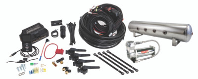 Air Lift Performance 3H (3/8 Air Line 4 Gal 7-Port  Polished Aluminum Tank VIAIR 444C Comp)