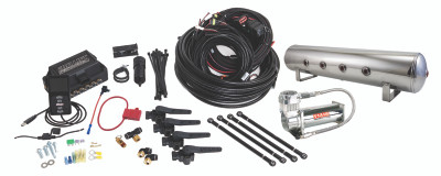 Air Lift Performance 3H (1/4 Air Line 4 Gal 7-Port  Polished Aluminum Tank VIAIR 444C Comp)