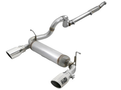 aFe Rebel Series 409 Stainless Steel Cat-Back Exhaust 2018-2025 Jeep Wrangler JL 2.0L (t) - Polished Tip - 49-48096-P