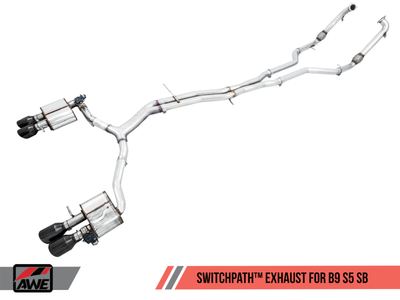 AWE Tuning Audi B9 2018-2026 S5 Sportback SwitchPath Exhaust | Non-Resonated (Black 102mm Tips) | 3025-43046
