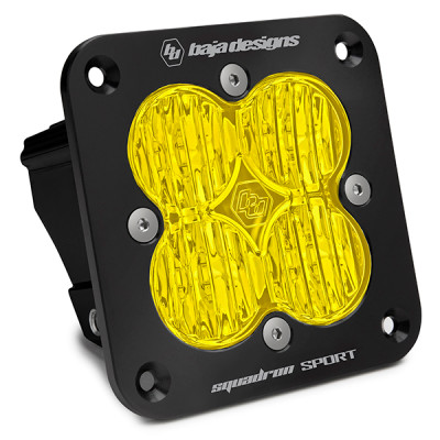 Baja Designs Squadron Sport Black Wide Cornering Pattern Flush Mount LED Light Pod - Amber - 551015