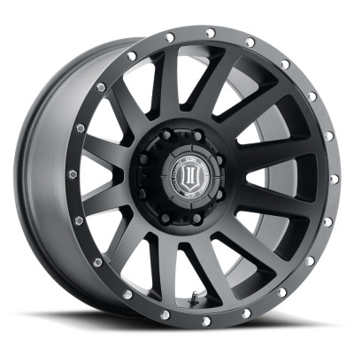 ICON Compression Satin Black Wheel 20x10 | 8x180 BC | -19 Offset - fits Chevrolet Silverado 2500HD 2011-2026, Chevrolet Silverado 3500HD SRW 2011-2026, GMC Sierra 2500HD 2011-2026, GMC Sierra 3500HD SRW 2011-2026